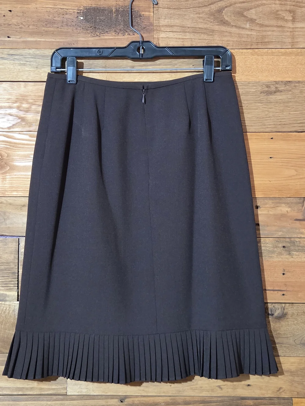 Le Suit Petite 6P Brown Classic Pleated Hem Midi Skirt Fully Lined Career Office